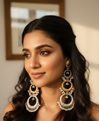Designer Dual-Tone Circular Chandelier Danglers