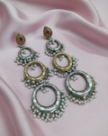 Designer Dual-Tone Circular Chandelier Danglers