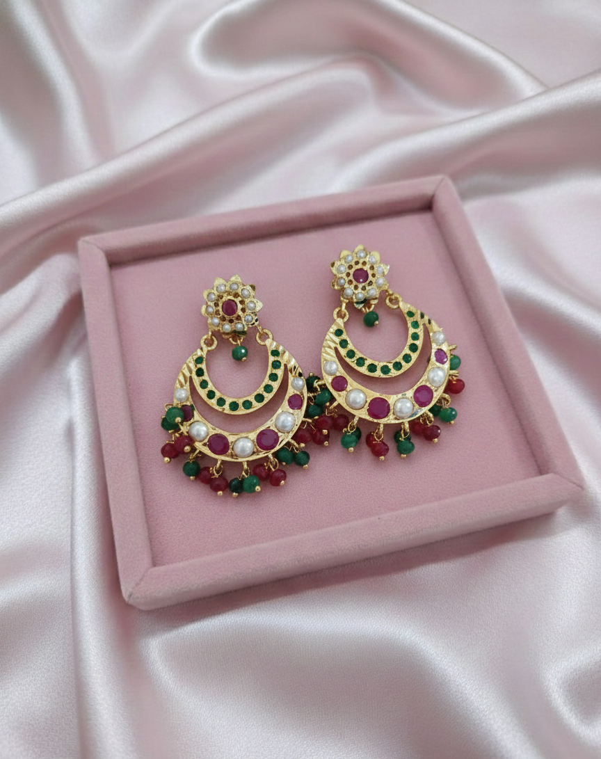 Viraasat Jadau Chandbali Earrings