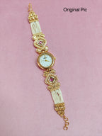 Elegant Brass Wrist Watch with Adjustable Chain