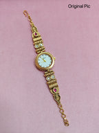 Elegant Brass Wrist Watch with Adjustable Chain