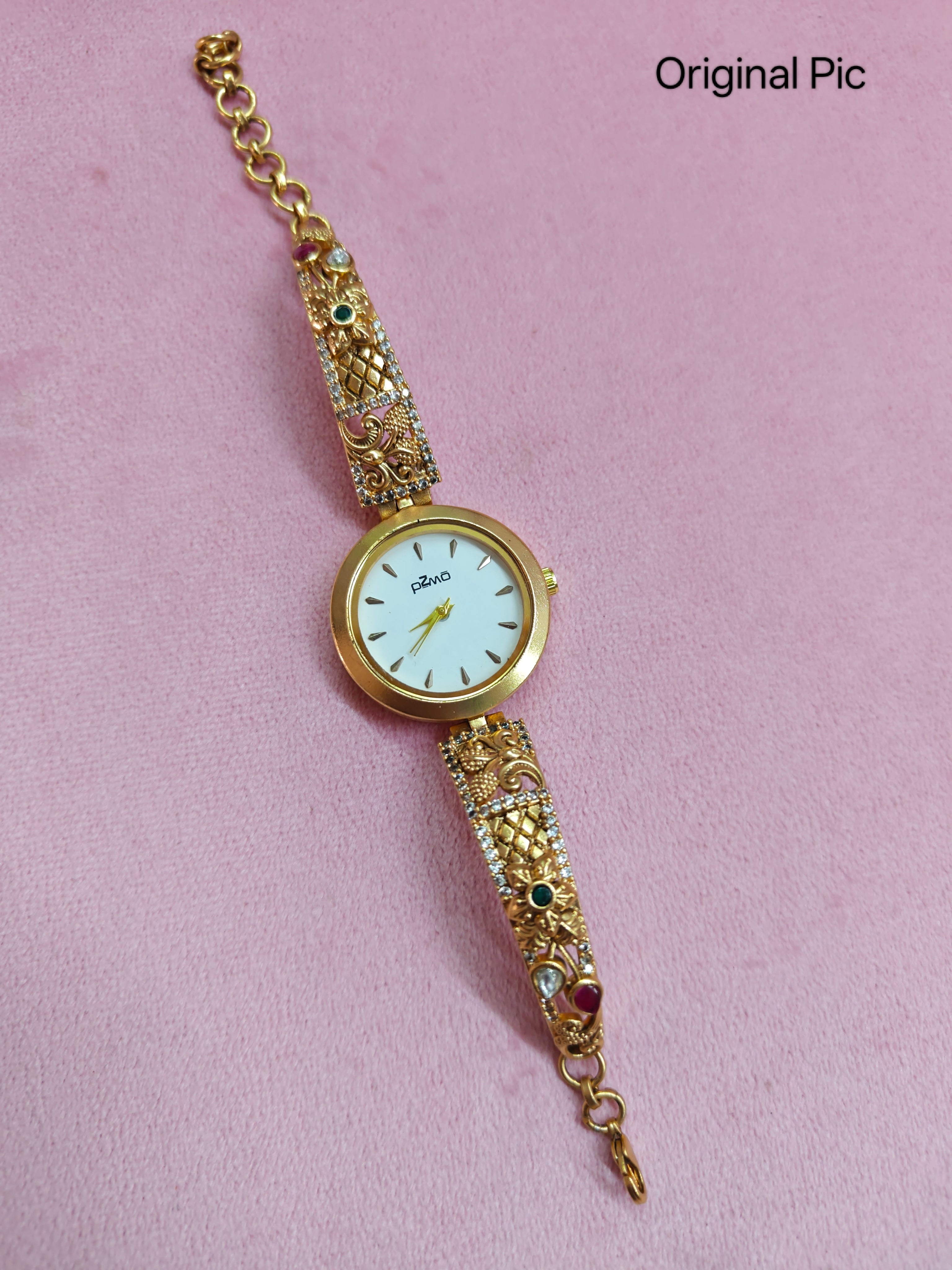 Elegant Brass Wrist Watch with Adjustable Chain – dazzle