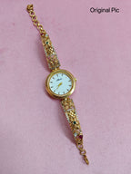 Elegant Brass Wrist Watch with Adjustable Chain