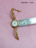 Elegant Brass Wrist Watch with Adjustable Chain