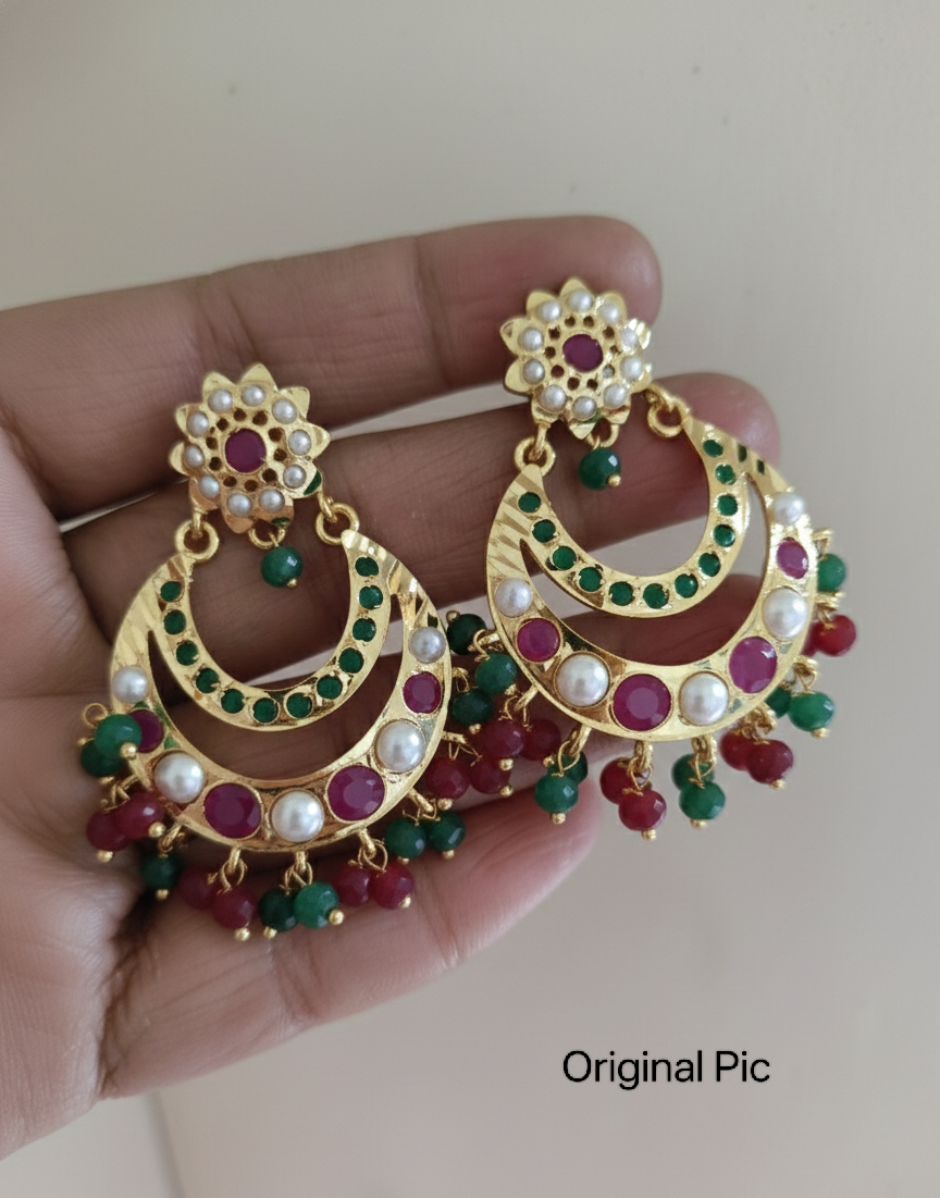 Viraasat Jadau Chandbali Earrings