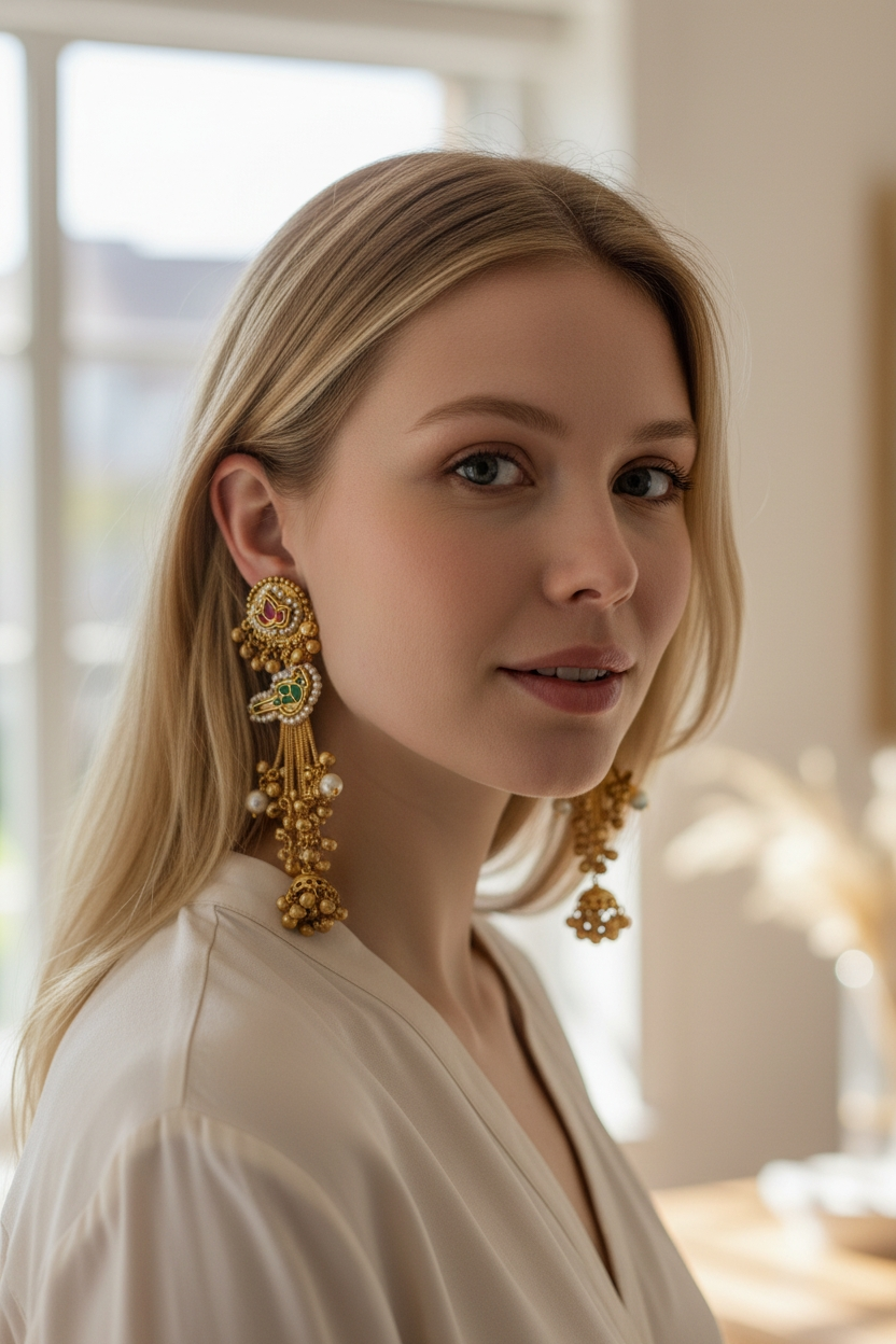 Handmade Kashmiri Brass Earrings