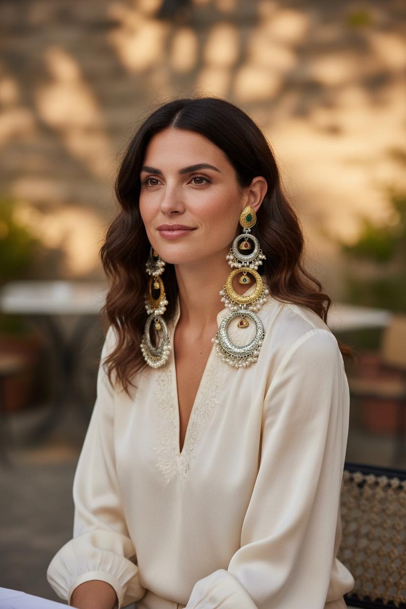 Designer Dual-Tone Multi-Layer Long Danglers