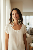 Designer Dual-Tone Multi-Layer Long Danglers