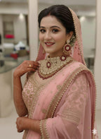 Moissanite Bridal Choker Necklace with Silver Foil Kundan Work & Semi-Precious Stones