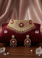 Moissanite Bridal Choker Necklace with Silver Foil Kundan Work & Semi-Precious Stones