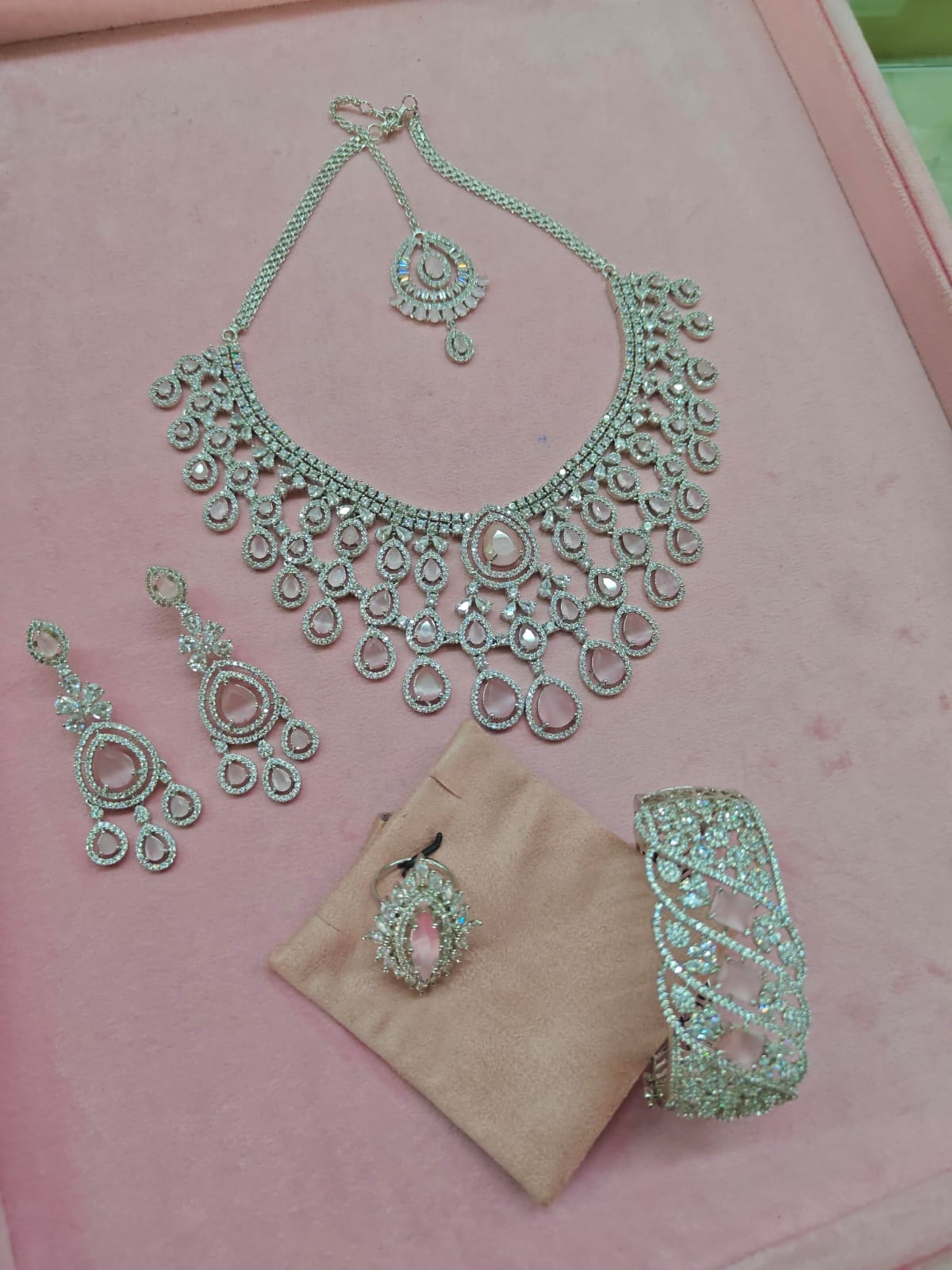 Aurellia Crystal Cascade Wedding Necklace Set