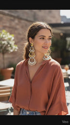 Designer Dual-Tone Multi-Layer Long Danglers