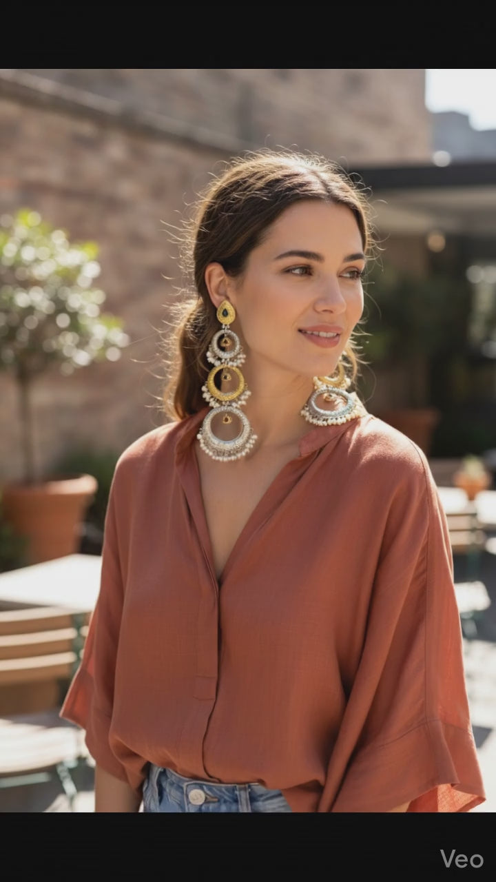 Designer Dual-Tone Multi-Layer Long Danglers